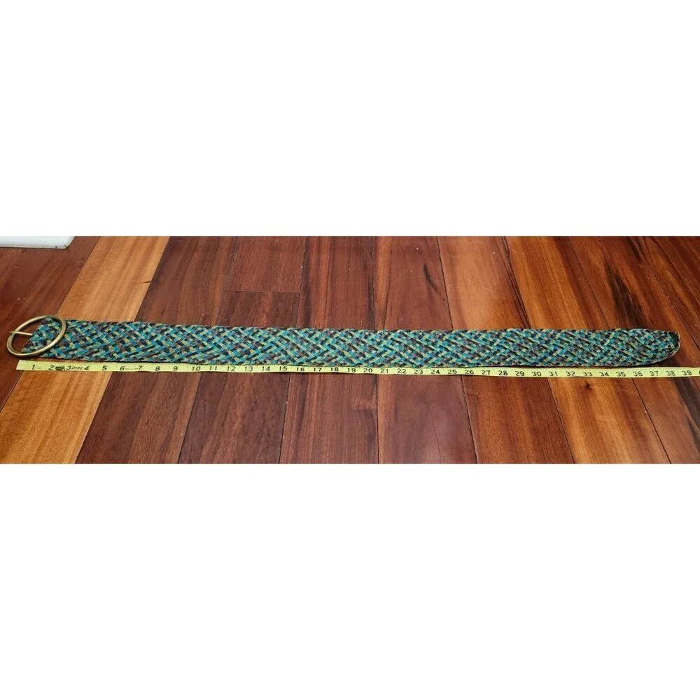 Kookai Wide Braided Belt Large Brass Oval Buckle EUC 38 
